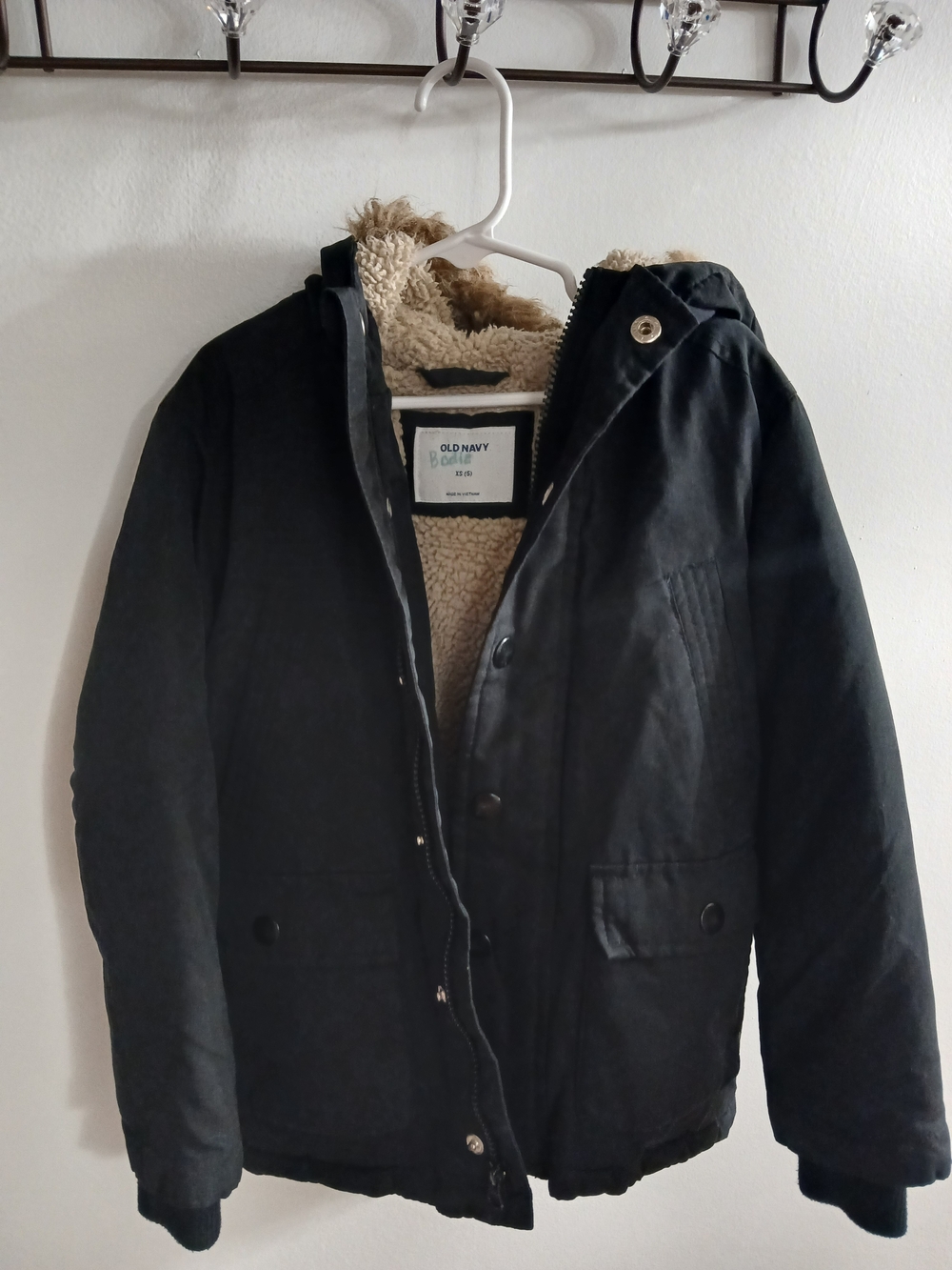 Old Navy Men's Black Sherpa-Lined Hooded Jacket